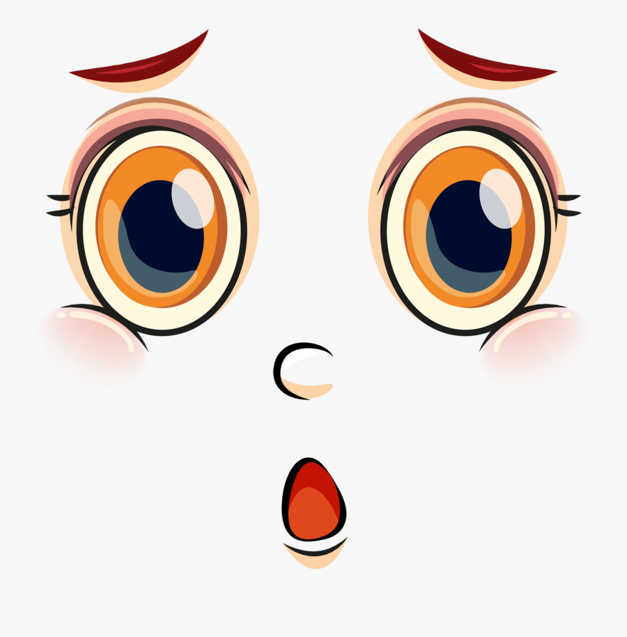 Transparent Cute Eyes Png - Face Cartoon, Transparent Clipart