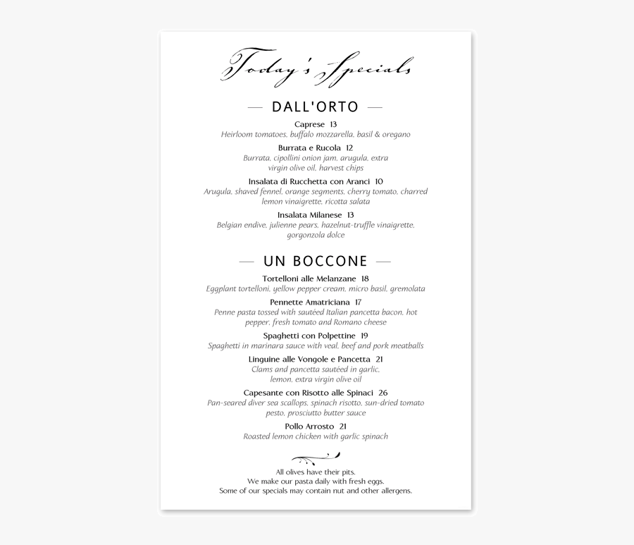 Menu Samples - Calligraphy, Transparent Clipart