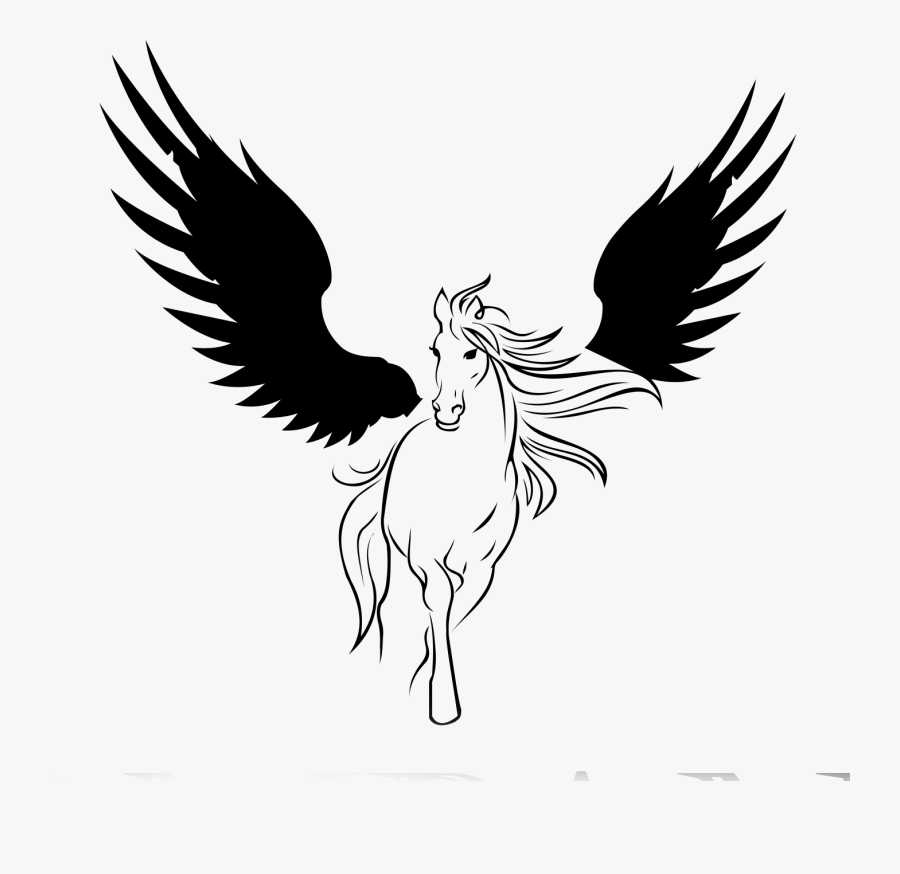 Transparent Flying Horse Clipart - Flying Horse Line Art, Transparent Clipart