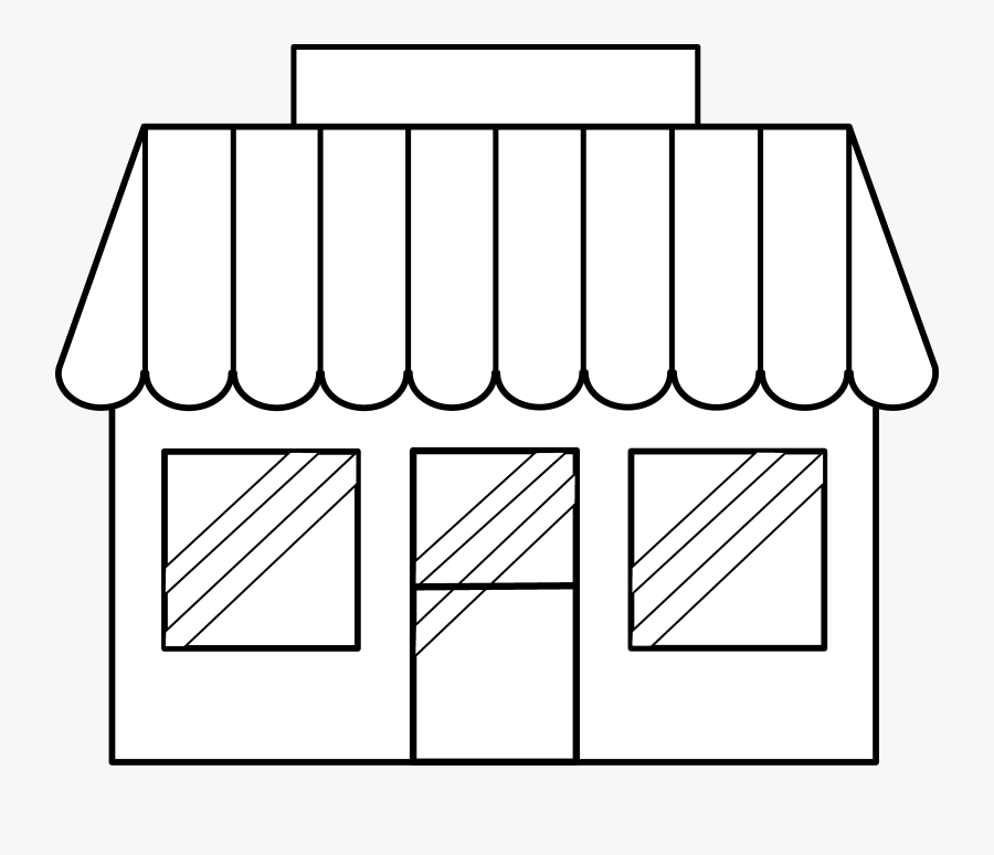Cafe Clipart Black And White - Line Art Shop Outline, Transparent Clipart
