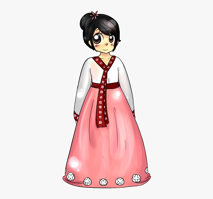Korean Drawing Animated - Korean Hanbok Dress Drawing, Transparent Clipart