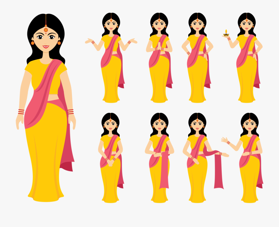 Indian Lady Vector Png, Transparent Clipart