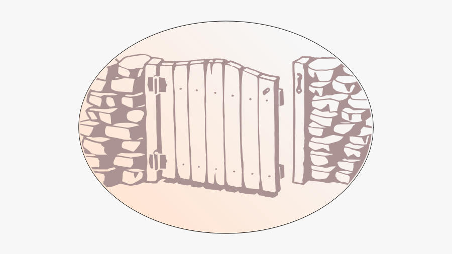 Vector Drawing Of Wooden Gate With Simple Lock, Transparent Clipart