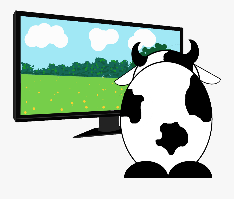 Clipart Tv Watched Tv - Cartoon Cow Watching Tv, Transparent Clipart