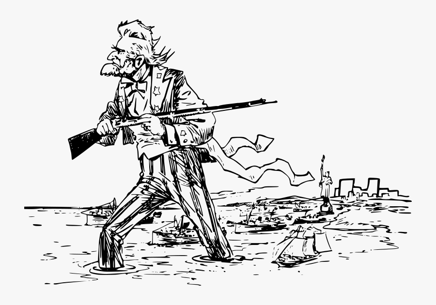 Uncle Sam With A Gun, Transparent Clipart