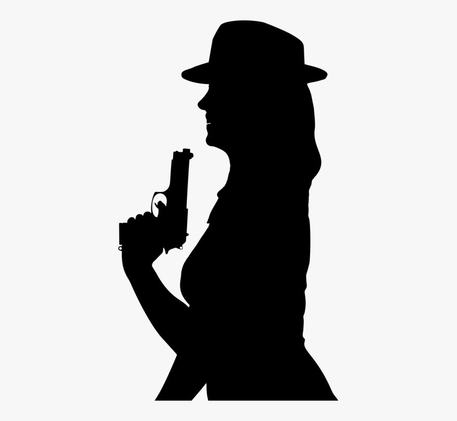 Style,silhouette,neck - Girl Gun Silhouette Png Transparent, Transparent Clipart
