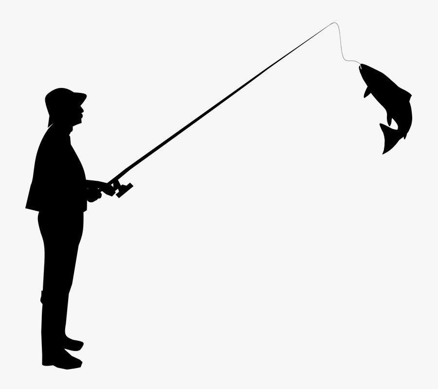 Person Fishing Silhouette Png, Transparent Clipart