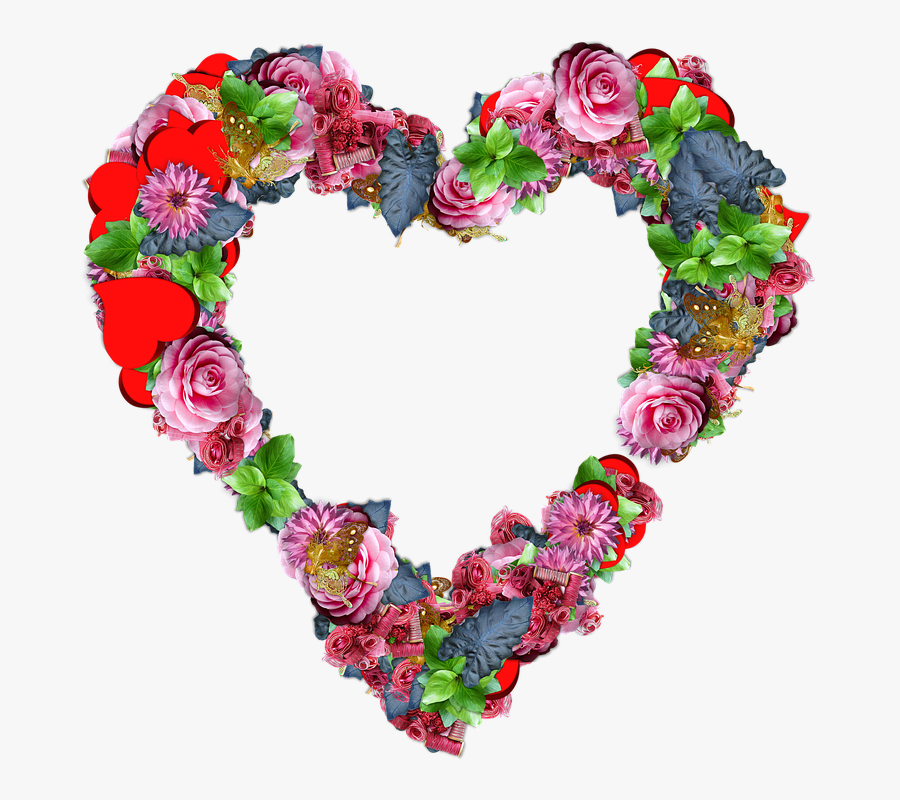 Hearts Made From Flowers, Transparent Clipart