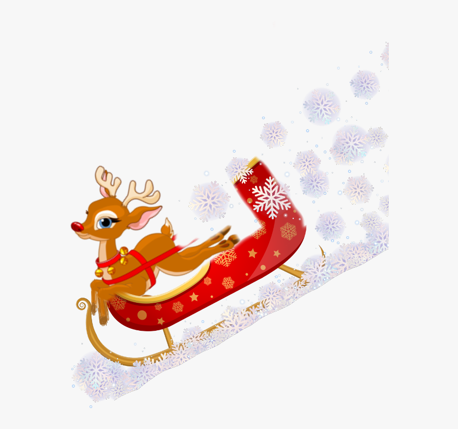 #freetoedit #reindeer #sleigh #santa #snow #snowflake - Santa Claus Sleigh Cartoon, Transparent Clipart