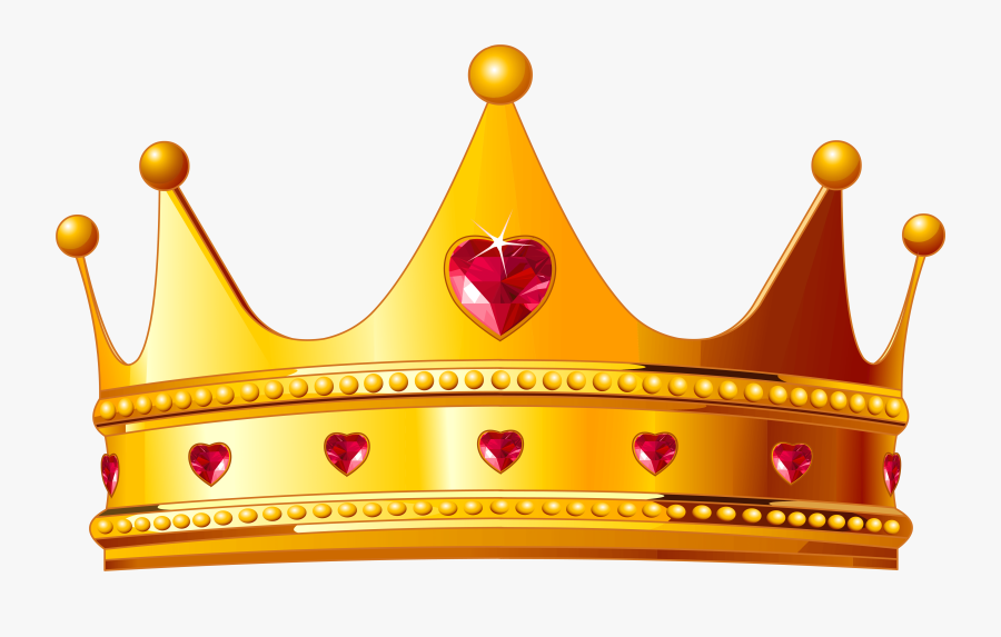 Golden Crown With Hearts Png Clipart Image - Transparent Background Crown Png, Transparent Clipart