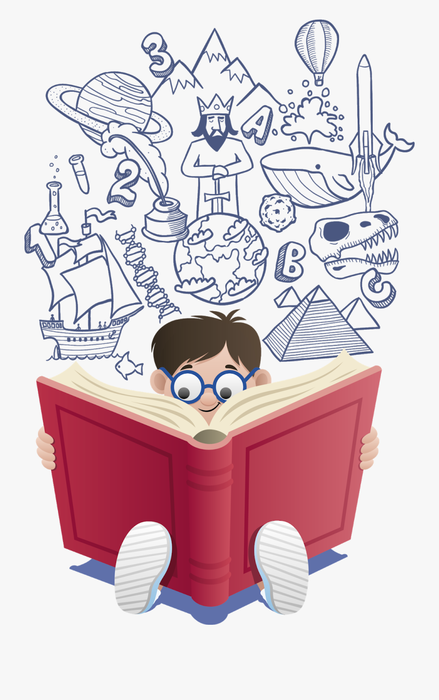 Child Reading Illustration Free, Transparent Clipart