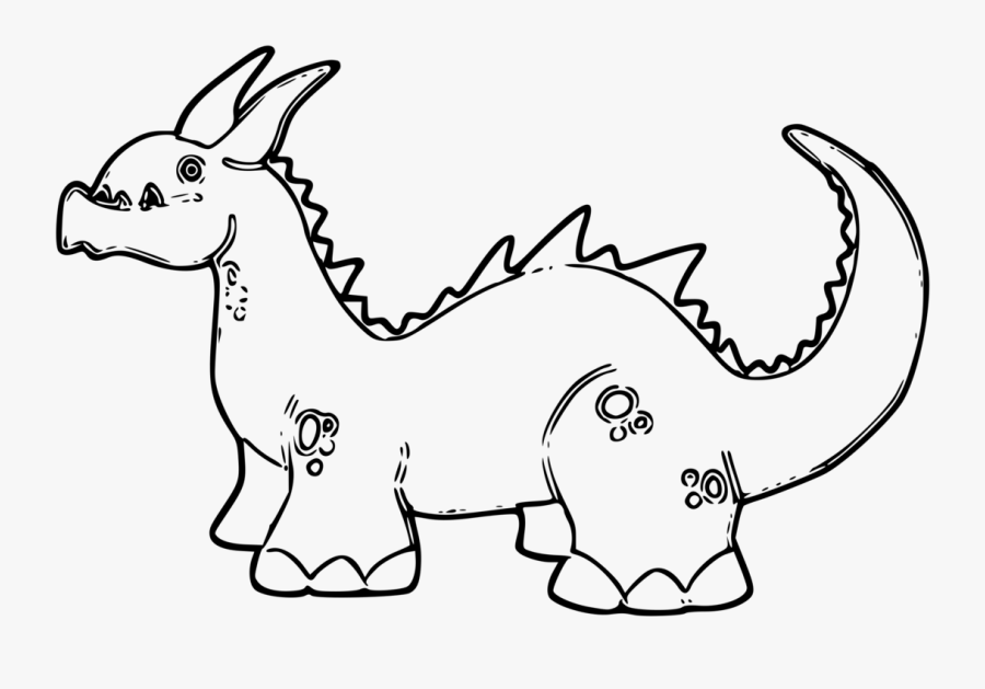 Line Art,wildlife,pack Animal - Dragon Clipart Black And White Transparent, Transparent Clipart