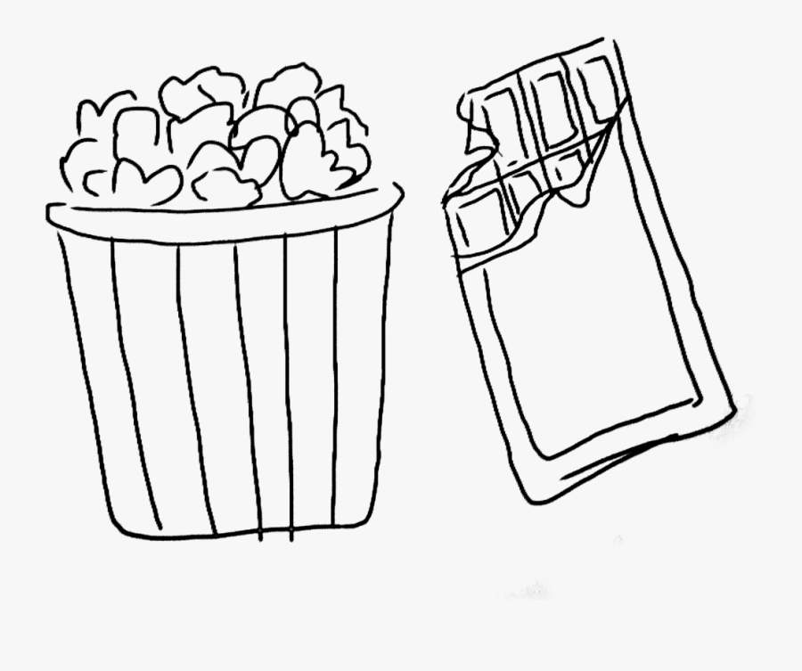 Popcorn Chocolate - Line Art, Transparent Clipart