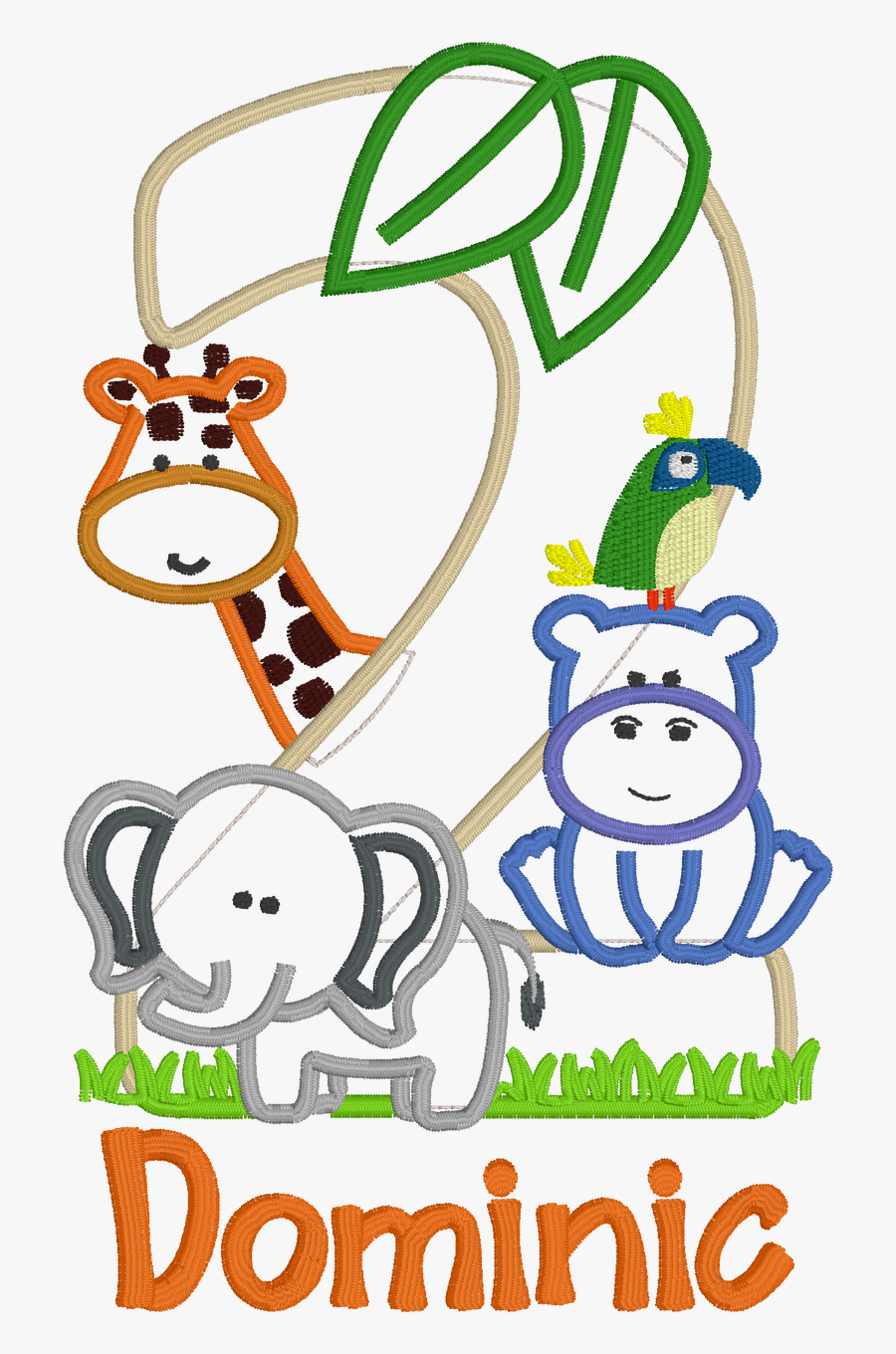 Zoo 2 Birthday Applique Design, Transparent Clipart