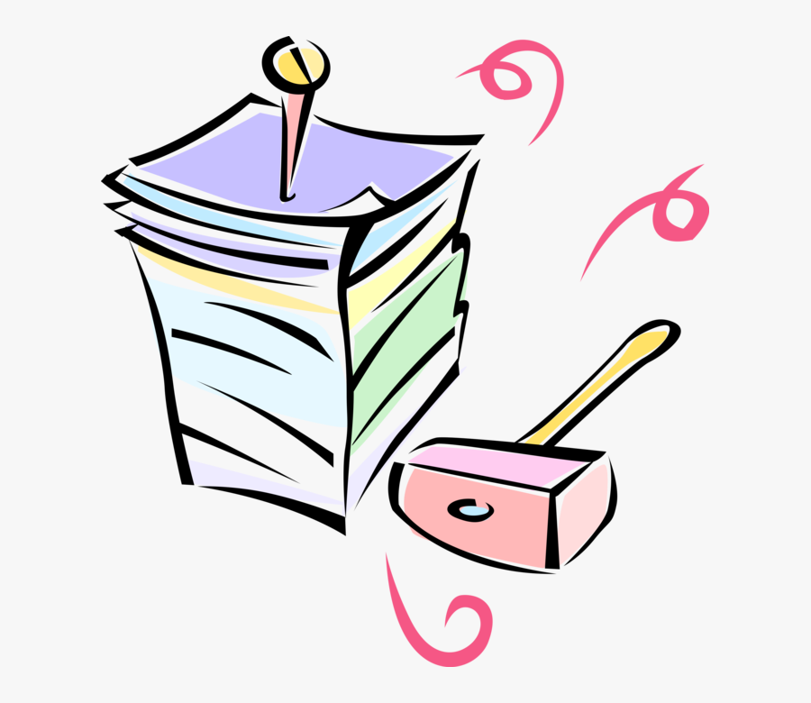 Vector Illustration Of Nailing Down Paperwork With, Transparent Clipart