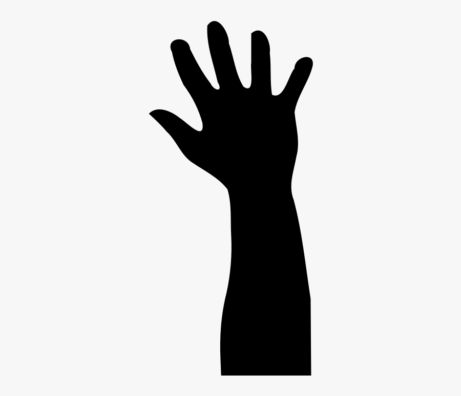 Raised Hand In Silhouette - Silhouette Hand Reaching Out, Transparent Clipart