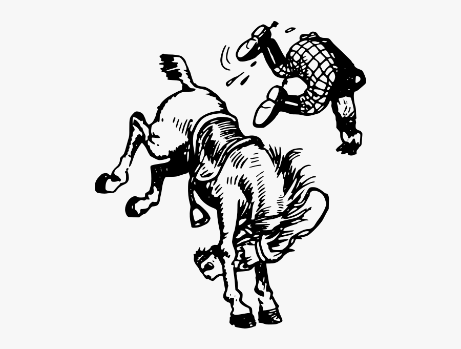 Cartoon Man Bucked Off Horse - Illustration, Transparent Clipart