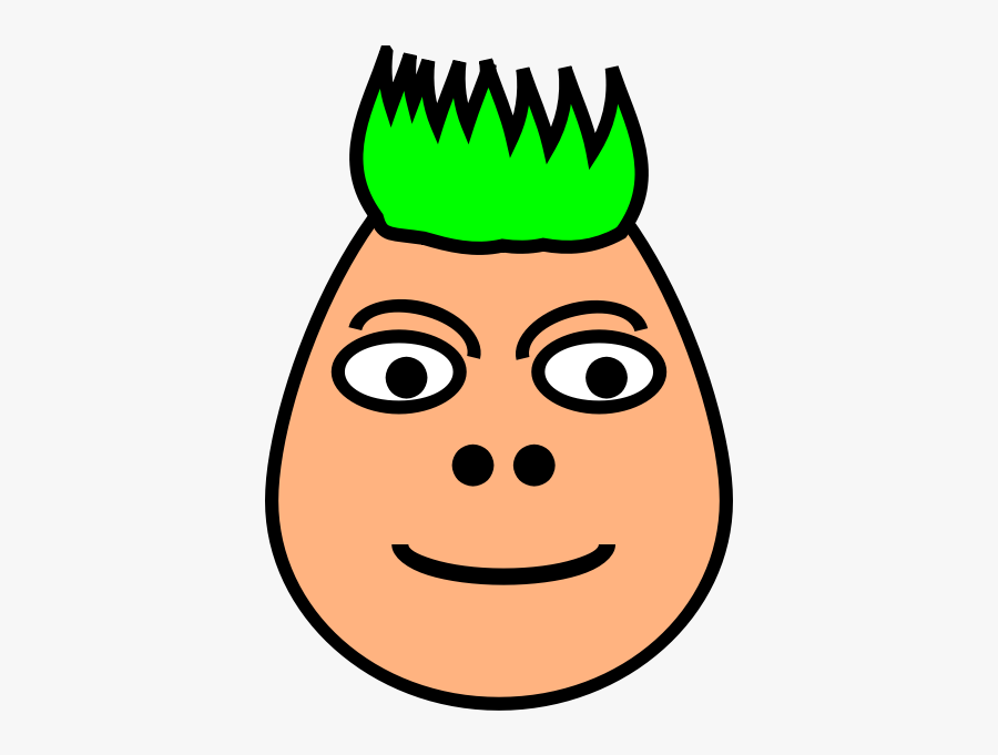 Vector Illustration Of Green Spiky Haircut Guy - Egg With Red Hair, Transparent Clipart