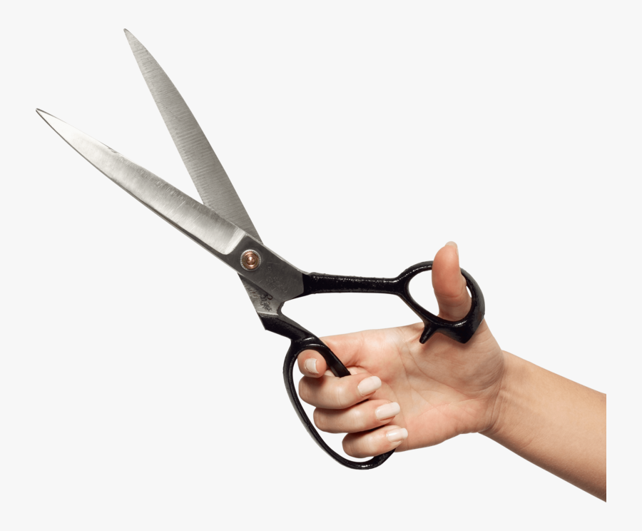 Hand Holding Huge Scissors, Transparent Clipart