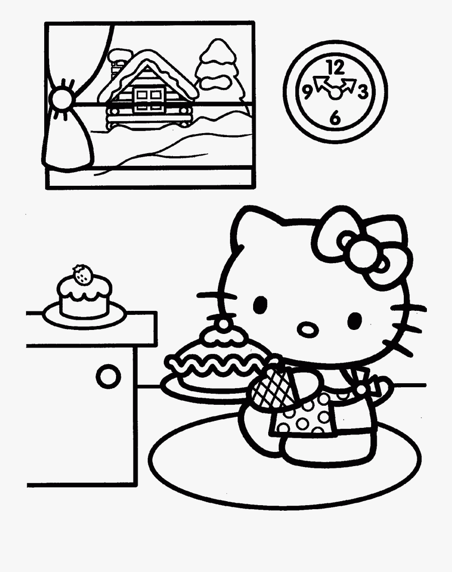 Simple Christmas Kitten Coloring Pages Printable , Free Transparent