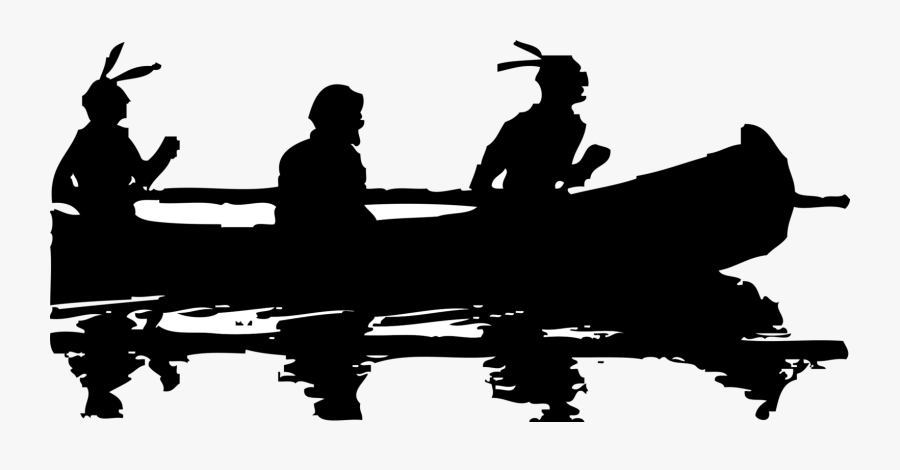 Monochrome And White - Native American Canoe Silhouette, Transparent Clipart