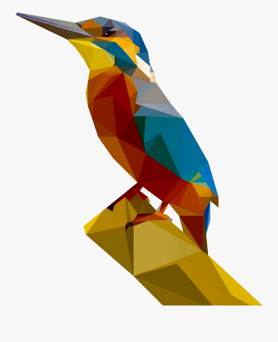 Kingfisher Png Background Image - Low Poly Art Bird, Transparent Clipart