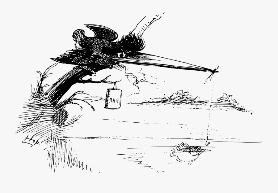 Art,monochrome Photography,tree - Fishing Bird Drawing, Transparent Clipart