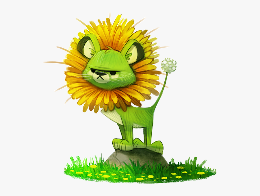 Transparent Fierce Lion Clipart - Yellow Sunflower Cartoon, Transparent Clipart
