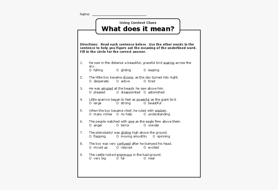Context Clues Worksheets With Answers Grade 8, Transparent Clipart