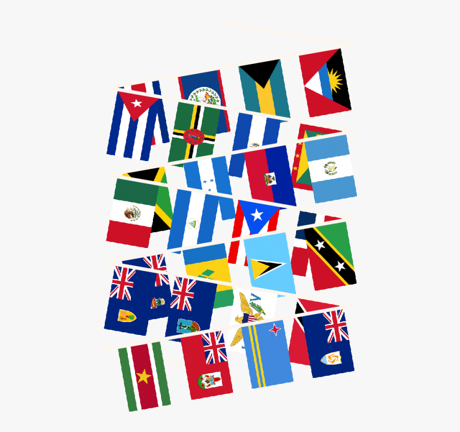 9m 30 Flag Caribbean Nations Countries Material Bunting - Caribbean Flags Png, Transparent Clipart