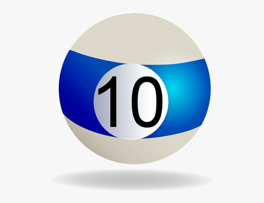 Billiard, Billiard Ball Blue Striped, 10, Pool, Ball - Bola De Billar 10 Png, Transparent Clipart