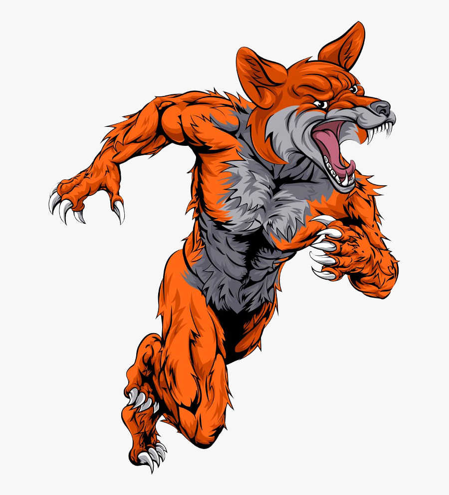Mascot Fox Graphic Design Illustration - Werewolf Running, Transparent Clipart