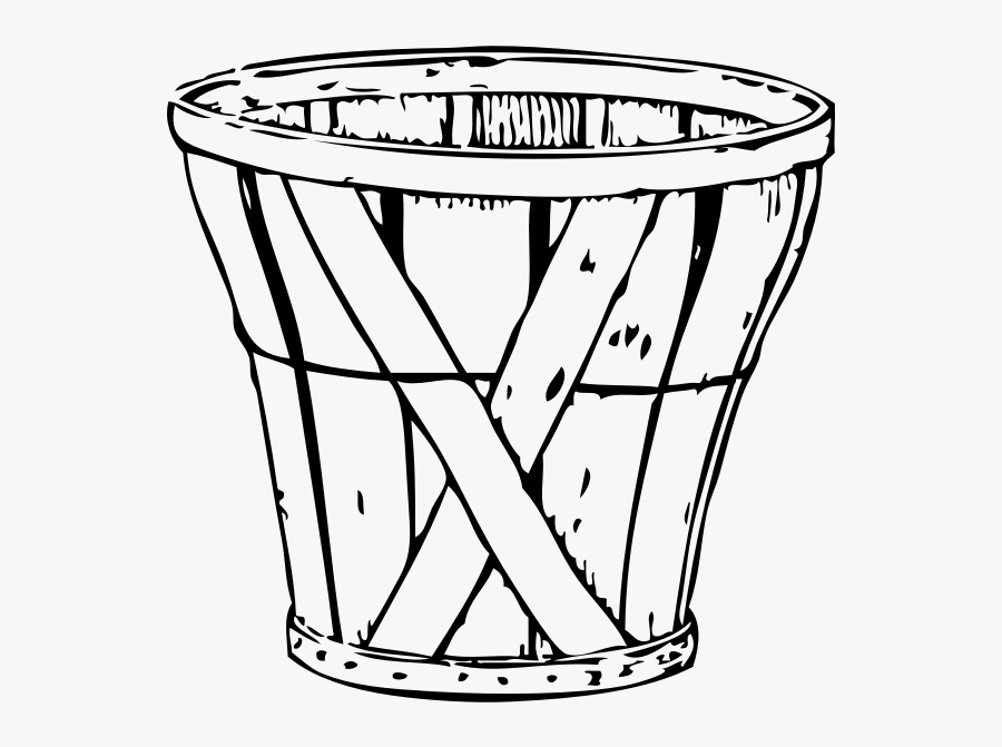 Vector Drawing Of Bushel Basket - Apple Basket Clip Art, Transparent Clipart
