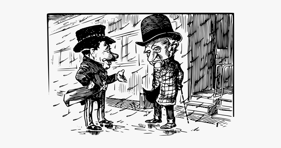 Vector Image Of Two Old Gentlemen On A Rainy Day - Portable Network Graphics, Transparent Clipart