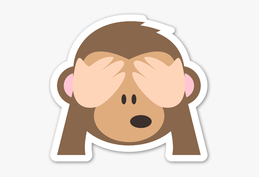 See No Evil Monkey Sticker - No Eye See Emoji, Transparent Clipart