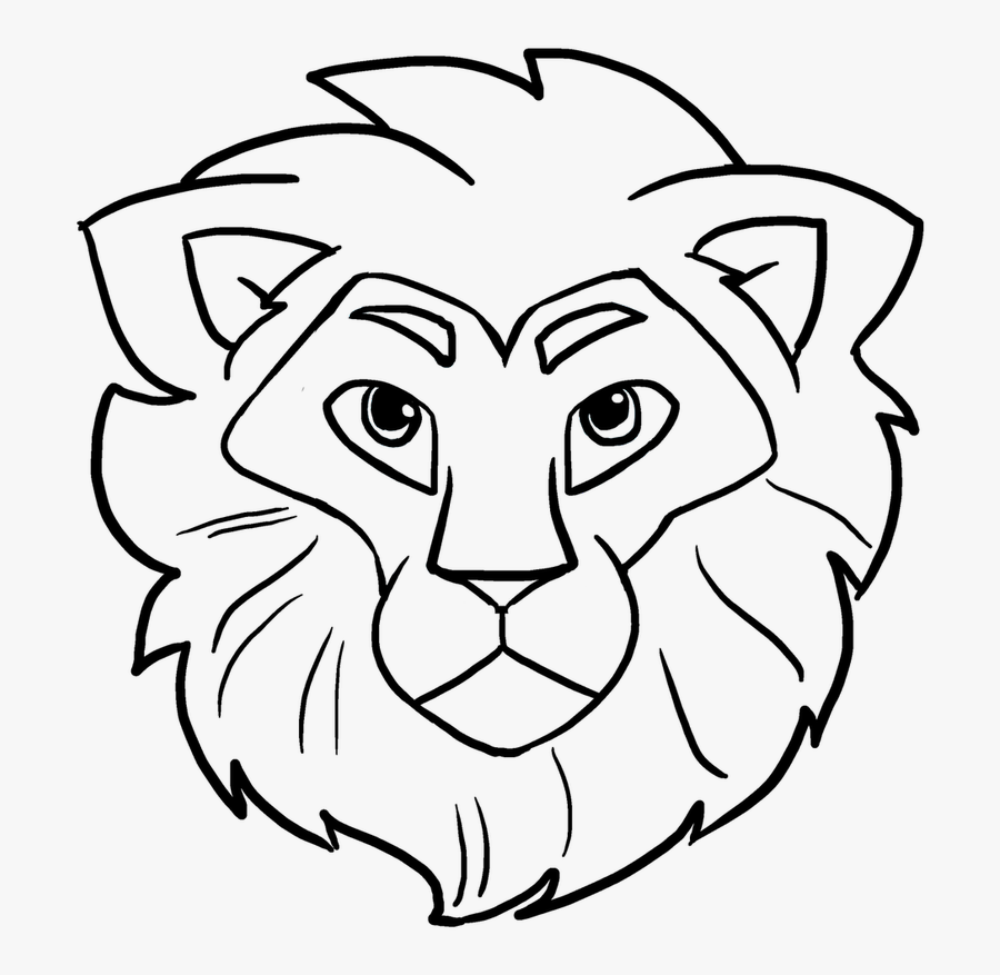 Transparent Lion Head Clipart For Kids - Lion Head Easy Drawing, Transparent Clipart