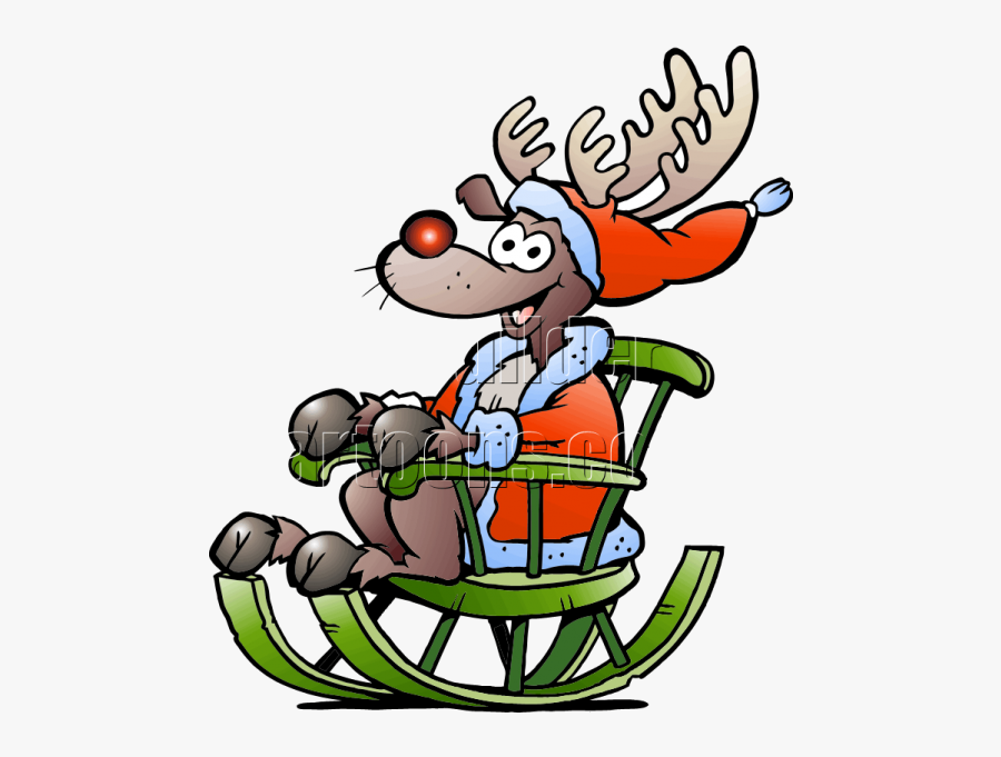 Christmas Reindeer In Green Rocking Chair - Rocking Chair, Transparent Clipart