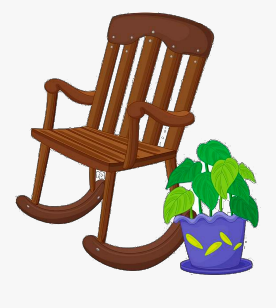 Ftestickers Clipart Chair Rockingchair Plant - Rocking Chair Cartoon Png, Transparent Clipart