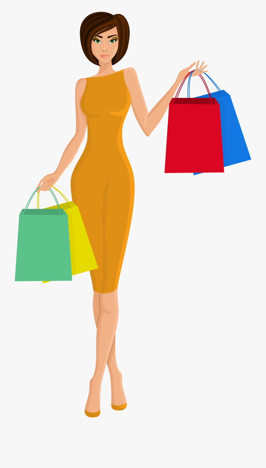 Beautiful Woman Shopping - Lady With Shopping Png, Transparent Clipart