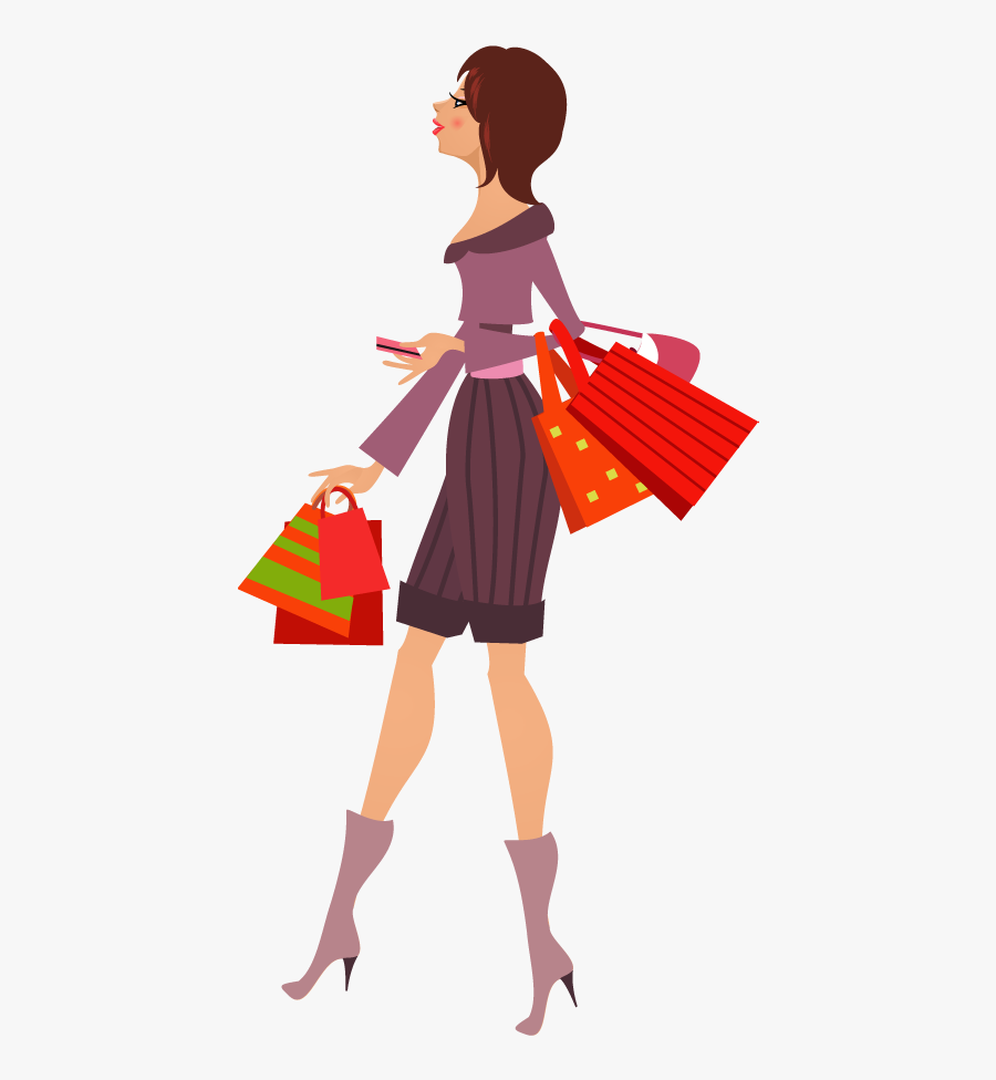 Transparent Fashion Png - Girl With Shopping Bags Clipart Png, Transparent Clipart