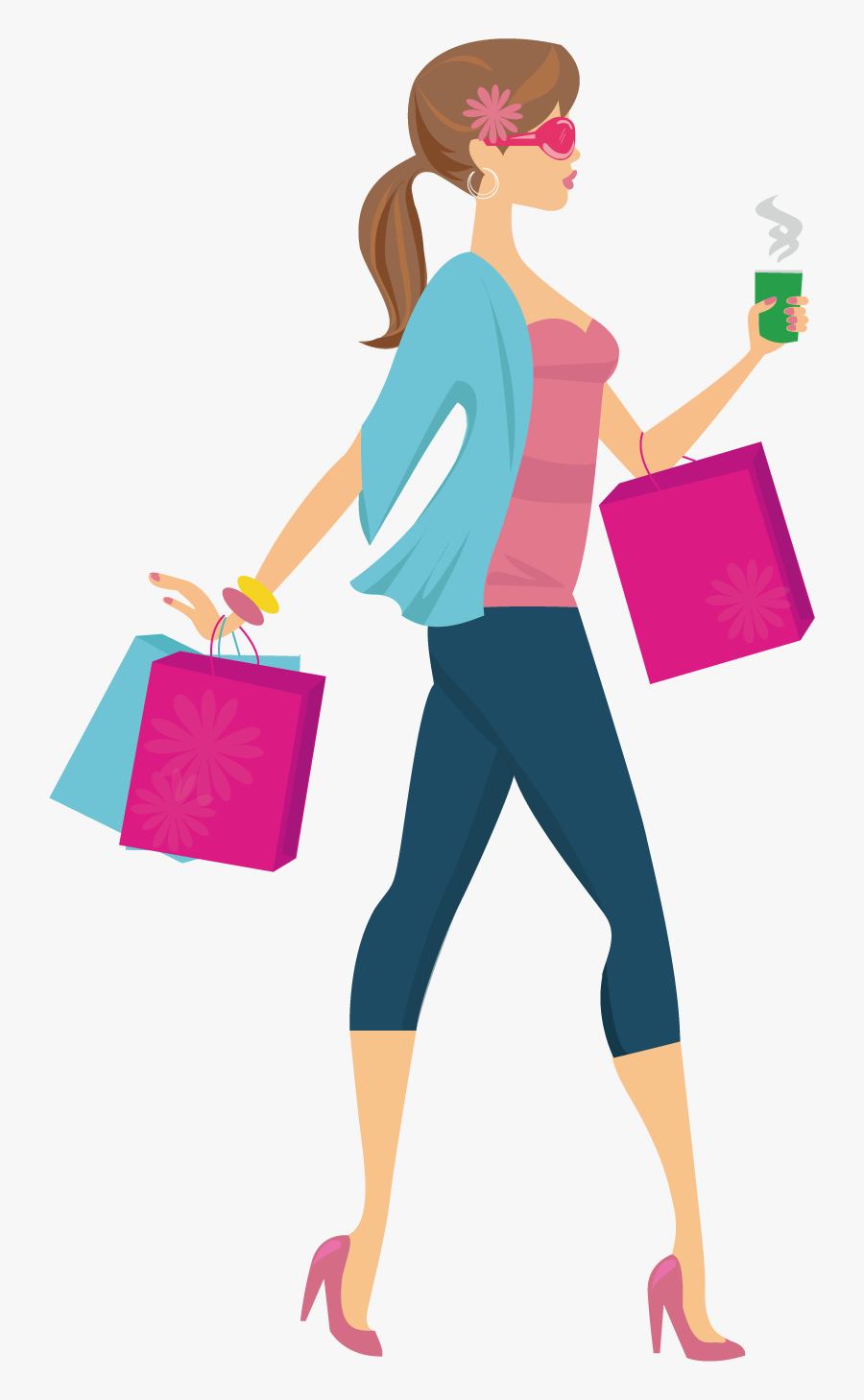 Transparent Sexy Girls Png - Woman Shopping Clipart, Transparent Clipart