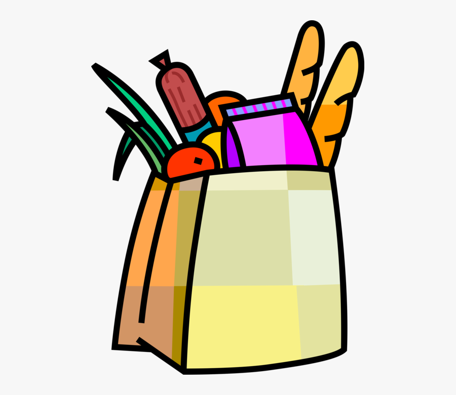 Vector Illustration Of Supermarket Grocery Store Shopping - Shopping Bags Clip Art, Transparent Clipart