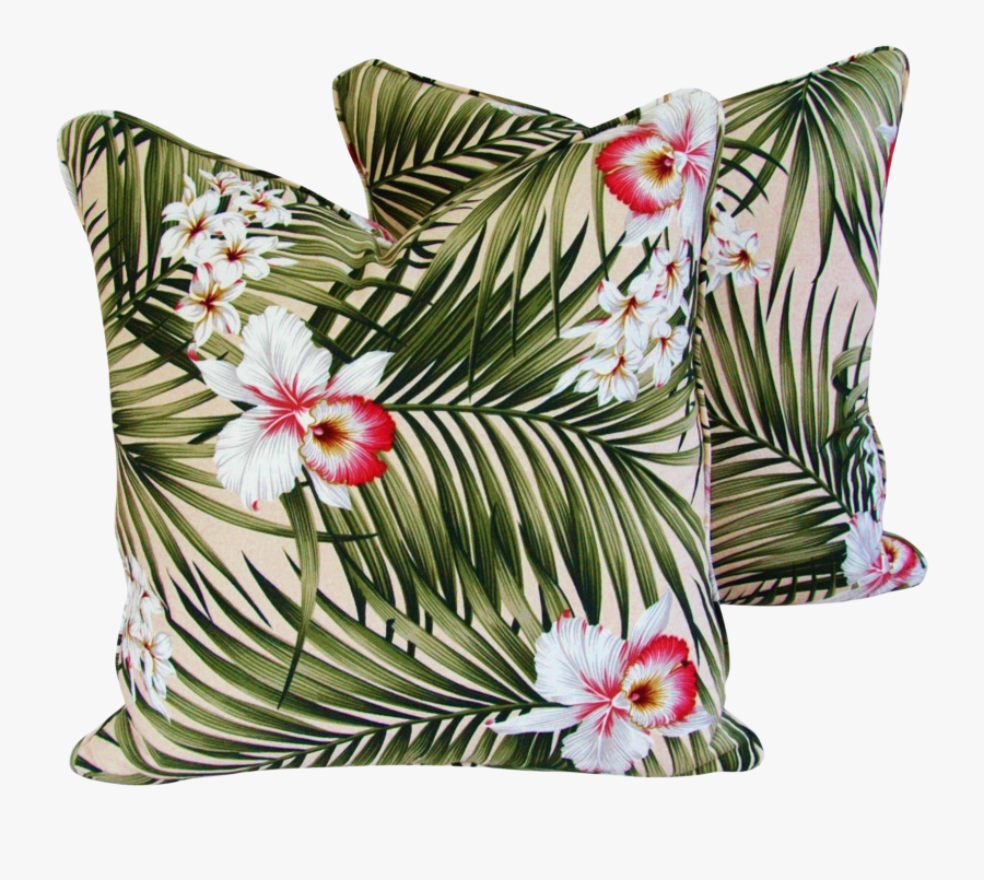 Tropical Lush Palm Leaf & Orchid Feather/down Pillows, Transparent Clipart
