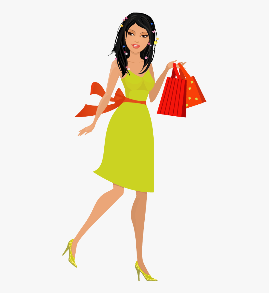 Girl Shopping Cartoon Transparent, Transparent Clipart