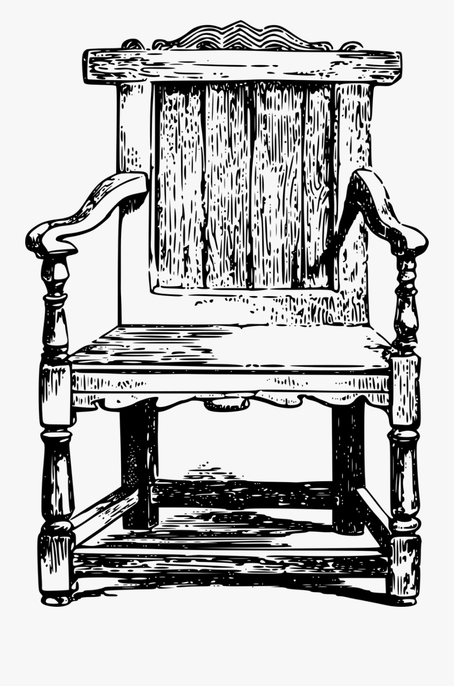Chair Furniture Wood Free Picture - Wooden Rocker Chair Black And White Clipart, Transparent Clipart