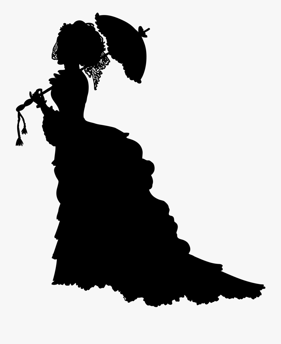 Old Fashioned Woman Silhouette, Transparent Clipart
