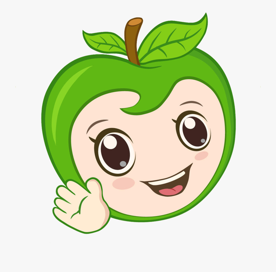 Cartoon Auglis Clip Art Green Smile Transprent - Green Apple Clipart Cute, Transparent Clipart