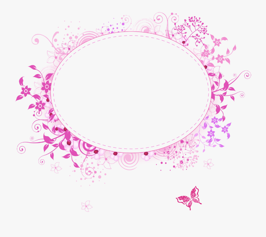 Pink Border Png - Oval Frame Flowers Png, Transparent Clipart