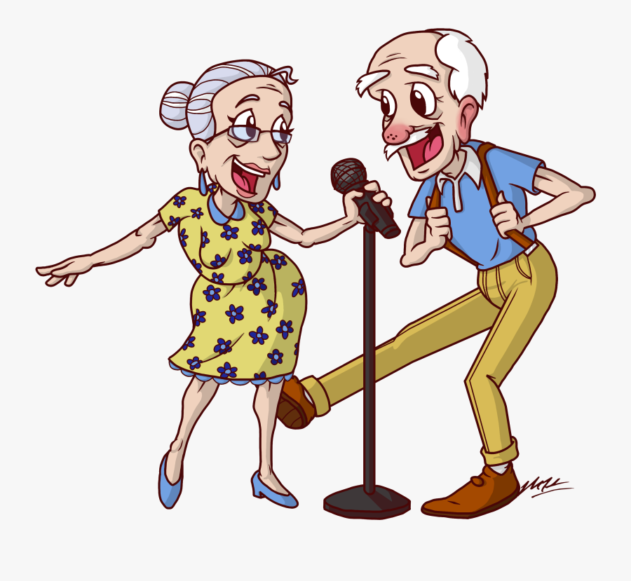 Transparent Karaoke Clip Art - Old People Singing Clipart, Transparent Clipart