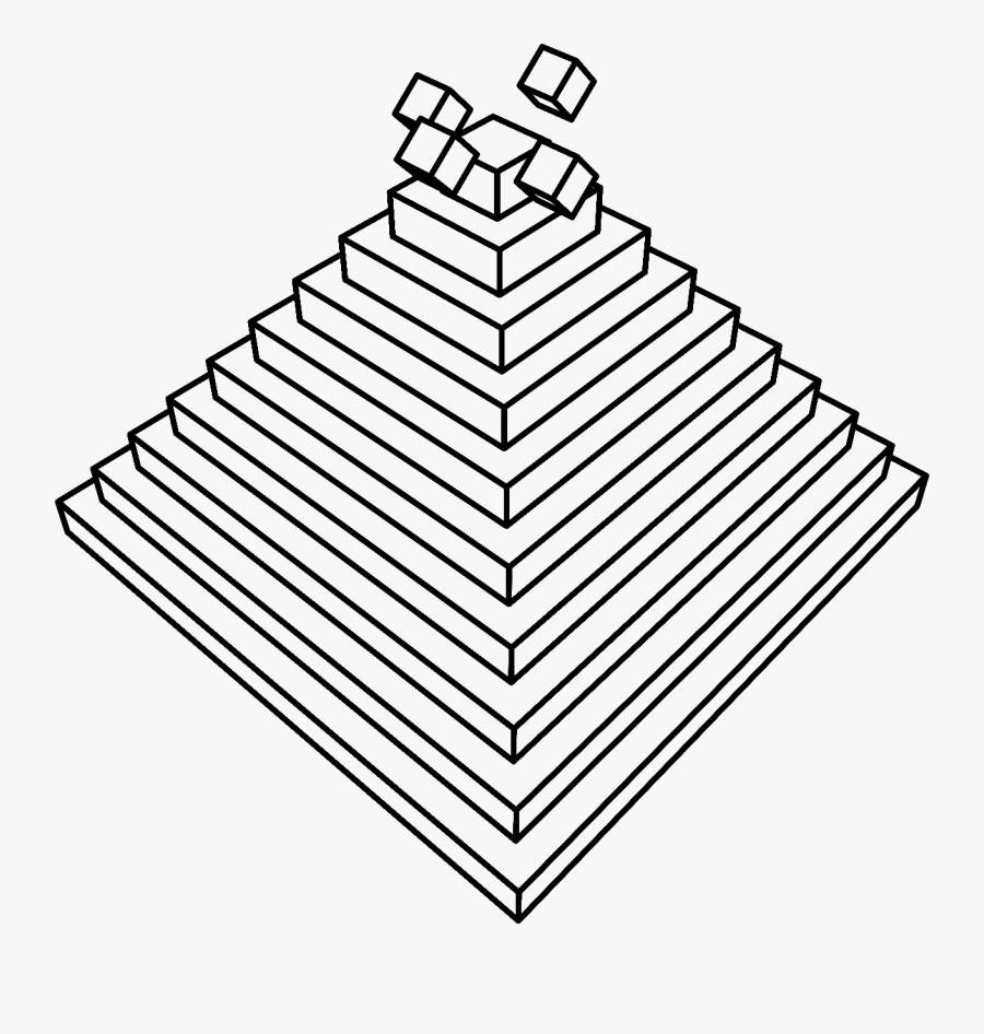 Multiple 3d Cubes Rolling Down A Pyramid [animation] - Line Art, Transparent Clipart